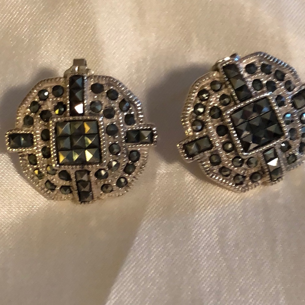 Sterling Silver Marcasite post earrings